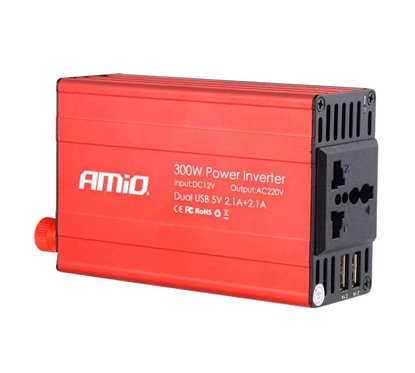 Invertor din 12V in 220V, 300/600W, 2 USB-uri, 02470 Amio