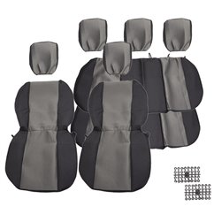 Set huse auto PLUS, 5 locuri, 2 cu 3, Dacia Logan 1, negru cu gri, fagure, DLZ55 Dealiz