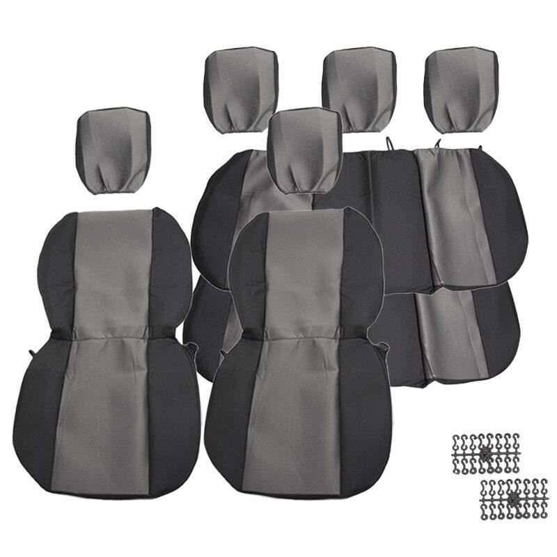 Set huse auto PLUS, 5 locuri, 2 cu 3, Dacia Logan 1, negru cu gri, fagure, DLZ55 Dealiz