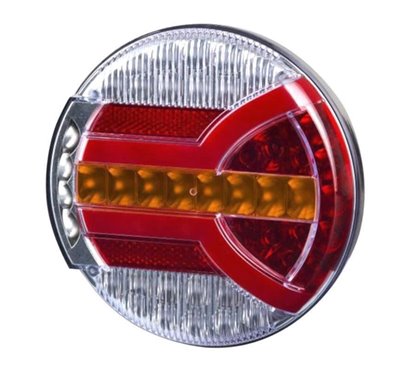 Lampa stop fi140, 5 functii, mers inapoi, ceata, tip hamburger, LED Neon, semnalizare dinamica, Navia, HOR94B LZD2341 Horpol