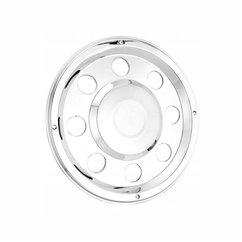Capac roata 19,5", spate, din otel inoxidabil, plat pentru autobuz, tir, Scania, Volvo, sistem montare cu suruburi antifurt, 591