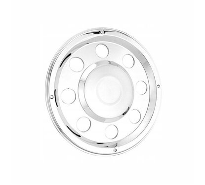 Capac roata 19,5", spate, din otel inoxidabil, plat pentru autobuz, tir, Scania, Volvo, sistem montare cu suruburi antifurt, 591