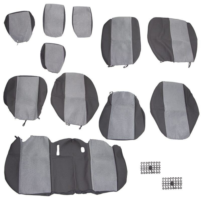 Set huse auto, universale, dedicate Suzuki Vitara, negru cu gri, DLZ52 Dealiz