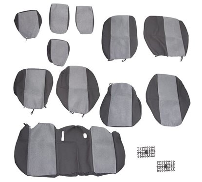 Set huse auto, universale, dedicate Suzuki Vitara, negru cu gri, DLZ52 Dealiz