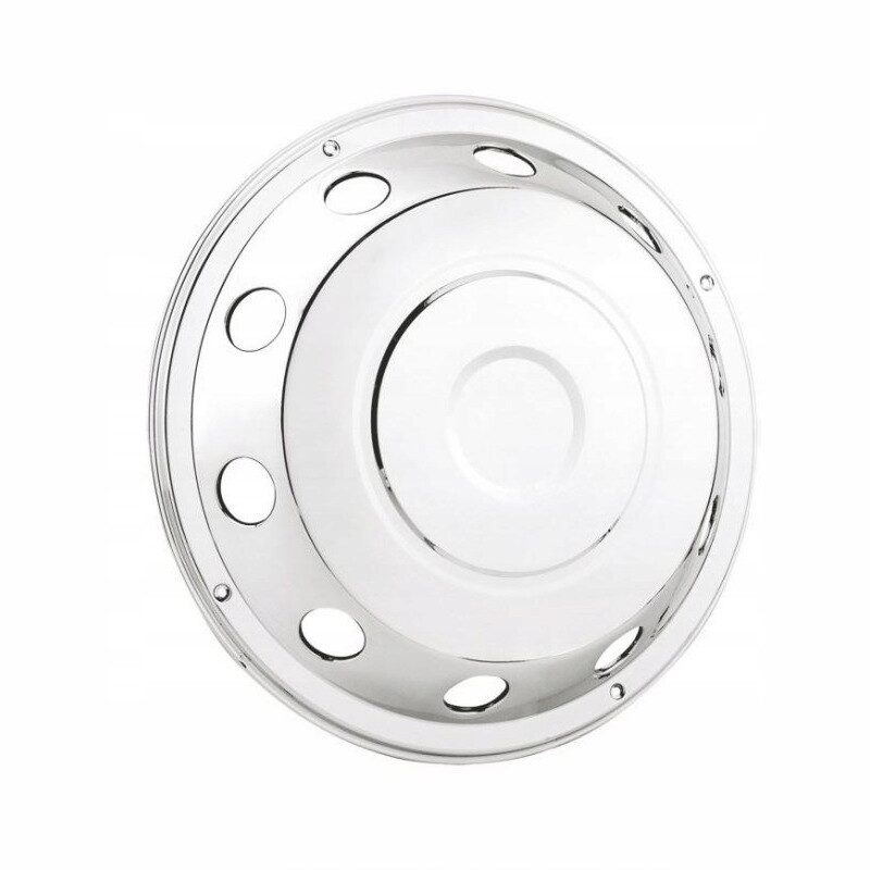 Capac roata 19,5", fata, din otel inoxidabil, bombat pentru autobuz, tir, Scania, Volvo, sistem montare cu suruburi antifurt, 59