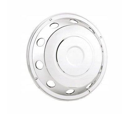 Capac roata 19,5", fata, din otel inoxidabil, bombat pentru autobuz, tir, Scania, Volvo, sistem montare cu suruburi antifurt, 59