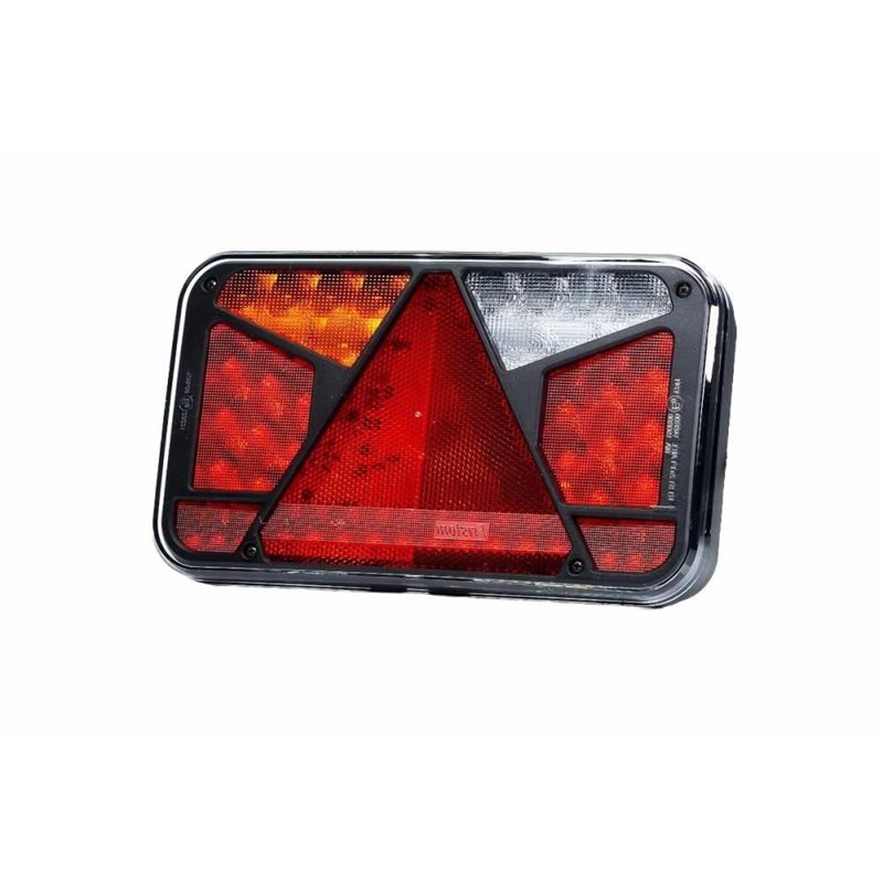 Lampa spate 240x140, LED, 7 functii, cu triunghi, ceata, mers inapoi si iluminare numar, cu mufa, CANBUS stanga, FT-370 L TB LED