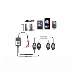 Set 4 lumini ambientale, LED, sub masina, 12V, multimod si multicolor, 3 moduri de a controla luminile, Smart Led Rock Light, HH