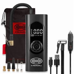 Compresor aer portabil, fara fir, 10bar, 12V, 120W, cu baterie externa de 6000mAh si lanterna, 235.20 Heyner