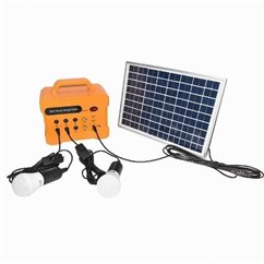 Panou solar 10W Diplomat, baterie 12V 7Ah, radio, 2 becuri 12V, 6 prize 12V, 2USB, BK87440