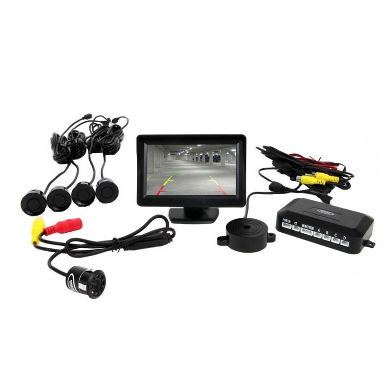 Camera marsarier cu senzori si monitor, kit asistenta parcare, camera HD315, 4 senzori, ecran TFT01 4.3", avertizor, 01555 Amio 