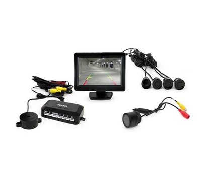 Camera marsarier cu senzori si monitor, kit asistenta parcare cu camera HD301, 4 senzori si ecran TFT01, alarma 01593 Amio  