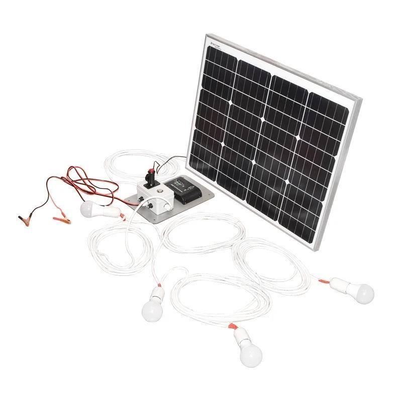 Set panou solar 50W 12-24V priza bricheta 4 becuri 5W BK87420