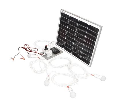 Set panou solar 50W 12-24V priza bricheta 4 becuri 5W BK87420