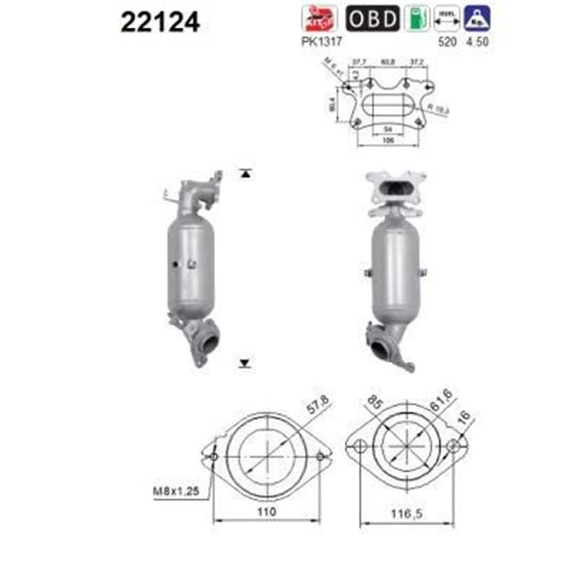 Catalizator HONDA CR-V IV (RM) Euro5/Euro6 - AS 22124