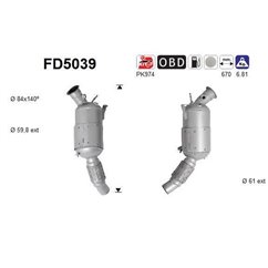 Filtru de particule BMW Seria 5, Seria 1, Seria 3 - AS FD5039