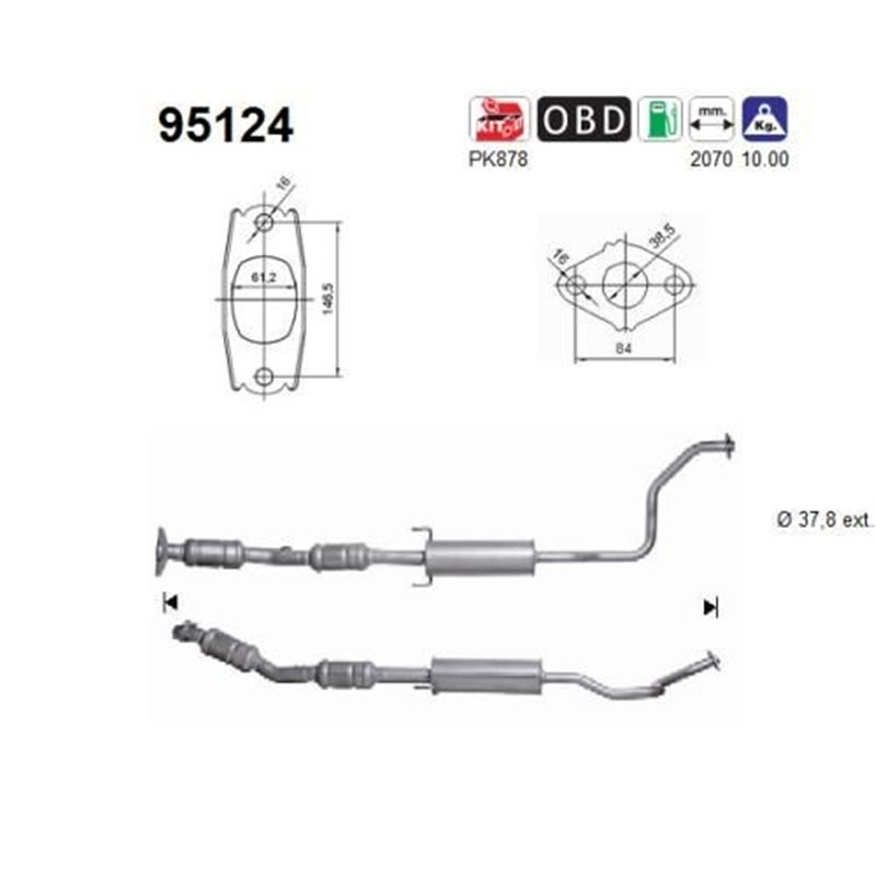 Catalizator TOYOTA Prius II Liftback (XW20) - AS 95124