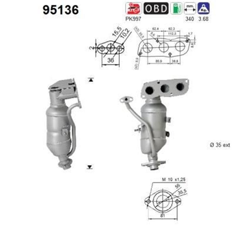 Catalizator TOYOTA YARIS - AS 95136