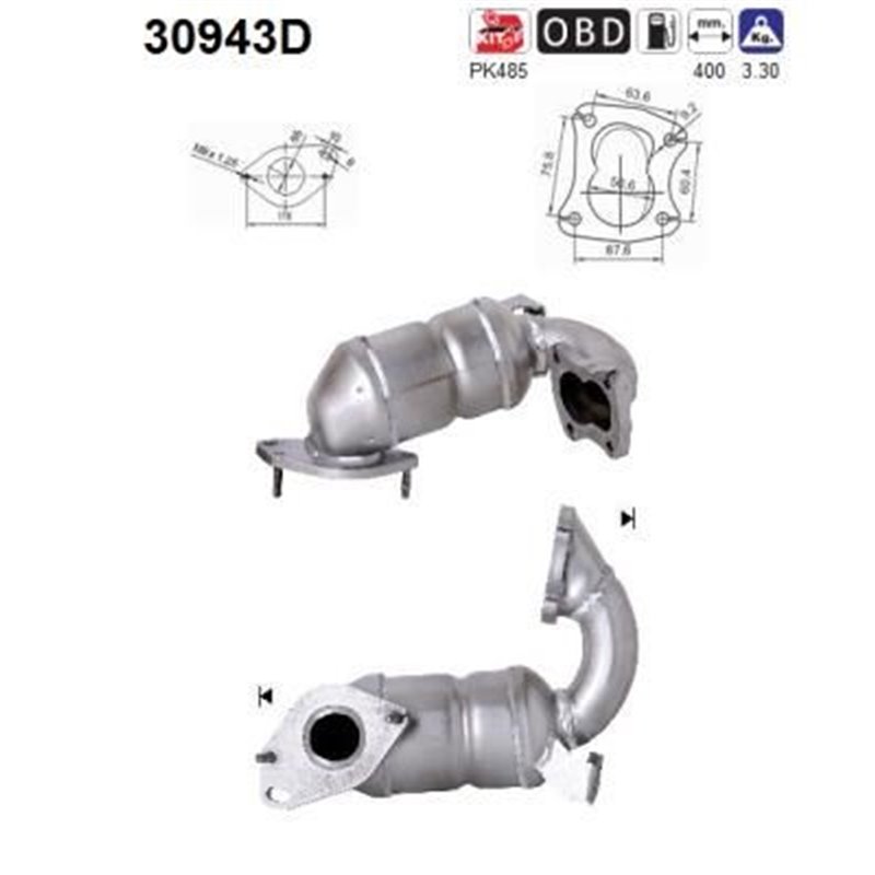 Catalizator RENAULT KANGOO, CLIO, MEGANE - AS 30943D