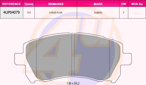 4U 4UP04079 - Set placute frana,frana disc aaoparts.ro