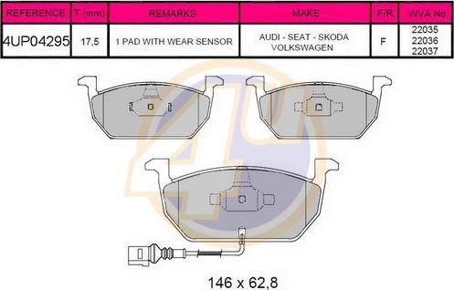 4U 4UP04295 - Set placute frana,frana disc aaoparts.ro