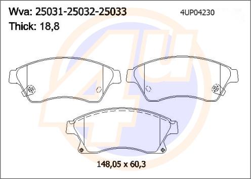 4U 4UP04230 - Set placute frana,frana disc aaoparts.ro