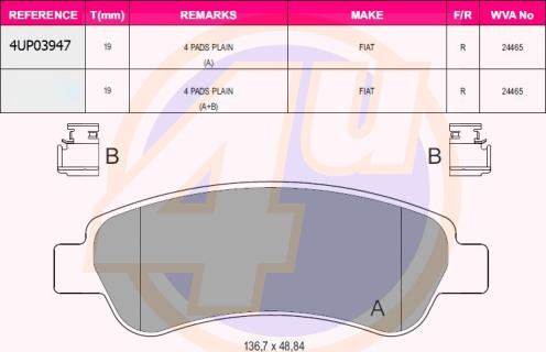 4U 4UP03947 - Set placute frana,frana disc aaoparts.ro