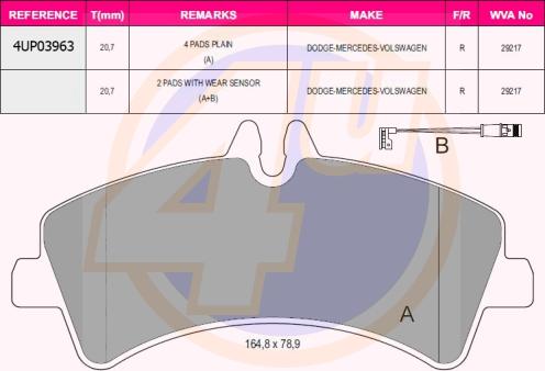 4U 4UP03963 - Set placute frana,frana disc aaoparts.ro