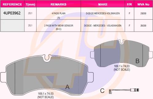 4U 4UP03962 - Set placute frana,frana disc aaoparts.ro