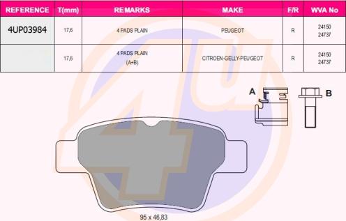4U 4UP03984 - Set placute frana,frana disc aaoparts.ro