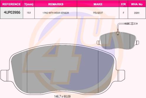 4U 4UP03986 - Set placute frana,frana disc aaoparts.ro