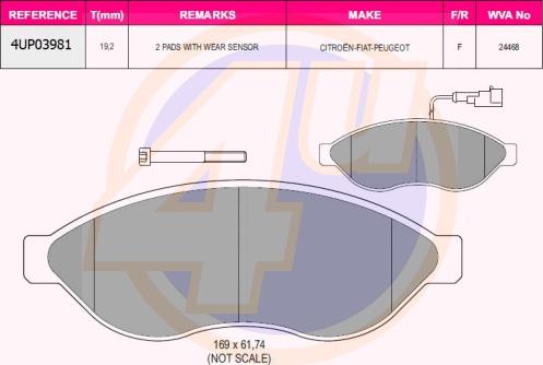 4U 4UP03981 - Set placute frana,frana disc aaoparts.ro