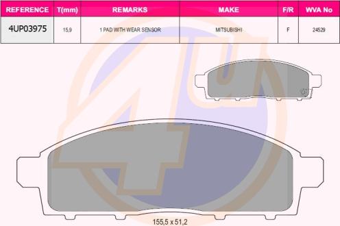 4U 4UP03975 - Set placute frana,frana disc aaoparts.ro
