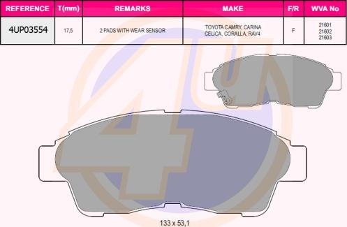 4U 4UP03554 - Set placute frana,frana disc aaoparts.ro
