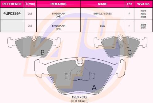 4U 4UP03564 - Set placute frana,frana disc aaoparts.ro
