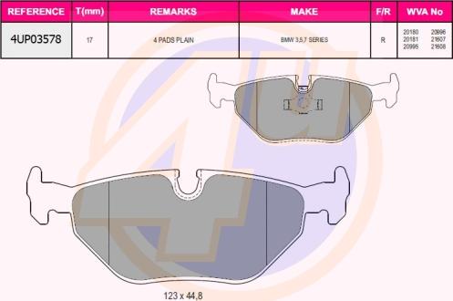 4U 4UP03578 - Set placute frana,frana disc aaoparts.ro