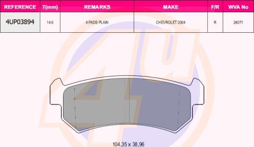 4U 4UP03894 - Set placute frana,frana disc aaoparts.ro