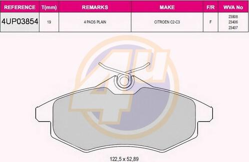 4U 4UP03854 - Set placute frana,frana disc aaoparts.ro
