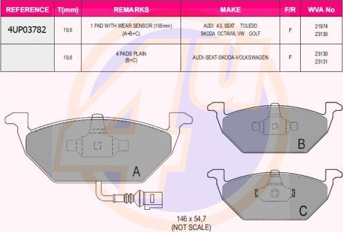 4U 4UP03782 - Set placute frana,frana disc aaoparts.ro