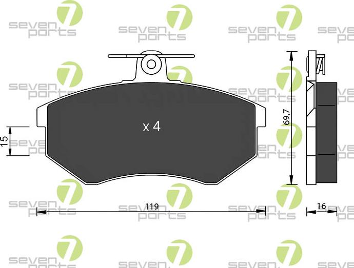 7 SEVEN PARTS SVP15600 - Set placute frana,frana disc aaoparts.ro