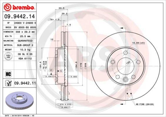 A.B.S. 09.9442.11 - Disc frana aaoparts.ro