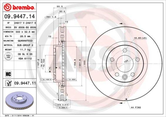 A.B.S. 09.9447.11 - Disc frana aaoparts.ro