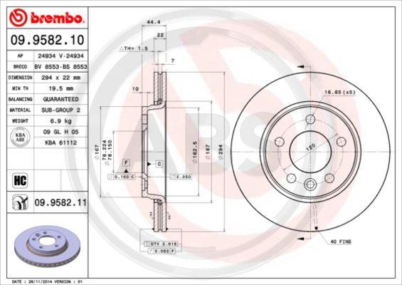 A.B.S. 09.9582.11 - Disc frana aaoparts.ro