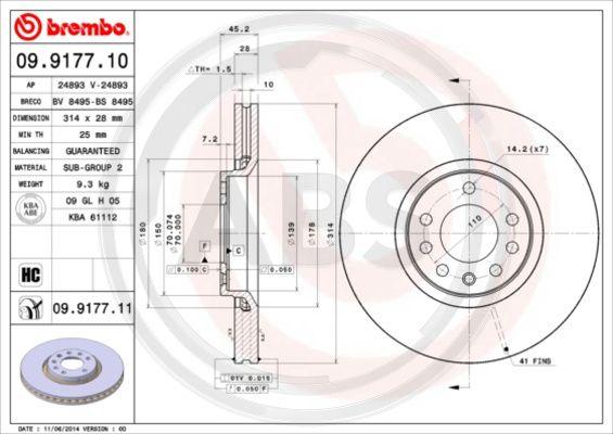 A.B.S. 09.9177.11 - Disc frana aaoparts.ro
