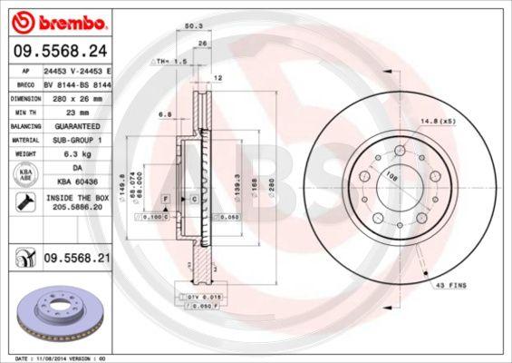 A.B.S. 09.5568.21 - Disc frana aaoparts.ro