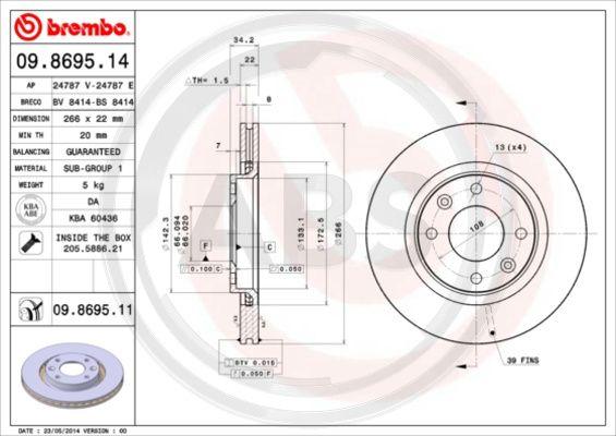 A.B.S. 09.8695.11 - Disc frana aaoparts.ro