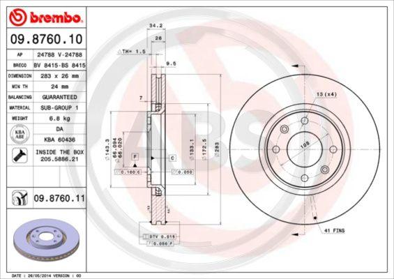 A.B.S. 09.8760.11 - Disc frana aaoparts.ro