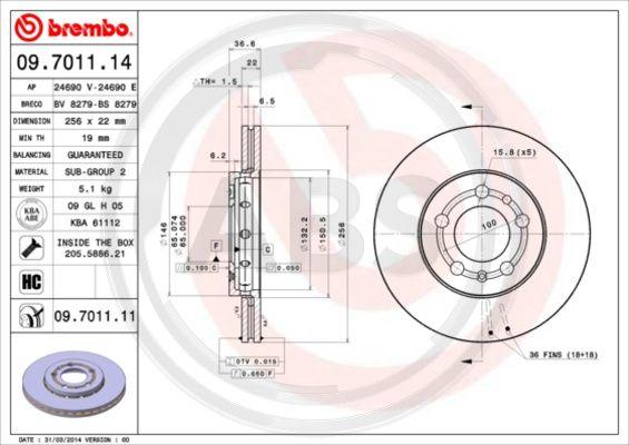 A.B.S. 09.7011.11 - Disc frana aaoparts.ro