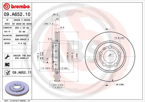 A.B.S. 09.A652.11 - Disc frana aaoparts.ro