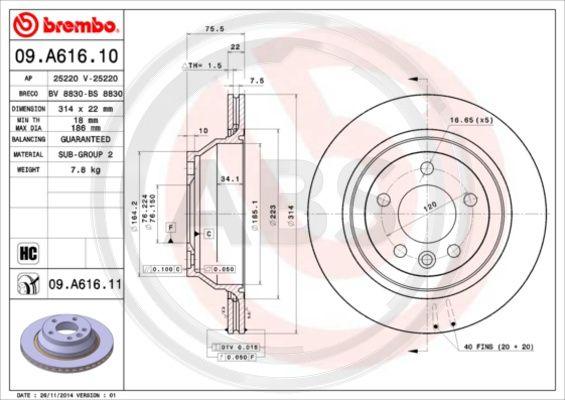 A.B.S. 09.A616.11 - Disc frana aaoparts.ro